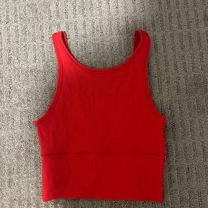 Lululemon sonic pink power pivot ribbed tank top size 4